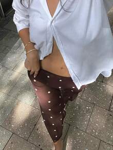 Women Y2k Mesh Sheer Midi Skirt Polka Dots Low Rise Fishtail Skirts Summer See Through Bodycon Skirts Casual Going Out Flowy Skirts Beach Vacation Cover Up Skirt Clothes - 棕色 - 查看 5