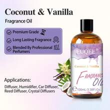 1 Botella de 100ml/3.38 Fl Oz de Aceite Esencial de Fragancia EUQEE, Adecuado para Difusor de Varillas, Velas y Jabones Artesanales de Aromaterapia DIY, Aceite Premium para Difusor de Aromas, Aliviar el Estrés de la Oficina, Eliminar Olores Interiores, Masaje para el Cuidado de la Piel, Crear Ambiente de Yoga