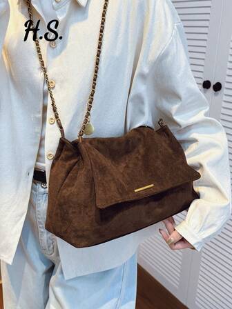 Ny mode mocka kedjerem minimalistisk enfärgad retro Mila axelväska, reslust europeisk stil stor kapacitet mångsidig exklusiv pendling högskolestudent resor shopping presentväska för kvinnor