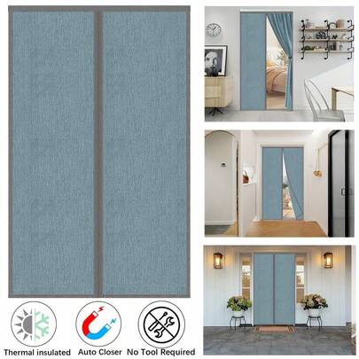 磁性隐私防偷窥窗帘，自动关闭隐私磁性网状窗帘，加厚多层布艺窗帘，临时门隔热罩，冬暖夏凉，冬季门窗隔热窗帘