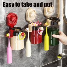 Magnetic No-Drill Toothbrush, Suction Cup Hanging Toothbrush Holder Storage Rack, Toothbrush Holders Wall Mounted,Shelf-Space-Saving, For Family Bathroom,White - 綠色 - 查看 2