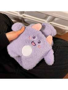 1pc Water Injection Type Hot Water Bottle, PVC Material, Explosion-Proof Anti-Scald Hand Warmer, Plush Cute Hot Water Bag, Removable And Washable - Multicolor - View 15