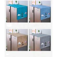 Cubierta antipolvo para nevera, cubierta superior para lavadora y secadora, cubierta a prueba de polvo, con bolsillos de almacenamiento, 170x 60 largox ancho color gris - 67 pulg. x 24 pulg. / 170 cm x 60 cm (largo x ancho) + Gris - Ver 4