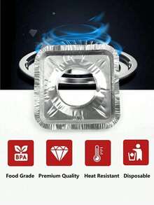 10/20片装加厚一次性铝箔燃气灶防油溅罩，方形耐高温燃气灶防水防油罩，厨房灶台清洁垫，燃气灶防油垫，锡纸环燃气灶铝箔 - 銀色 - 查看 5