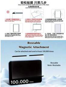 Reusable Washable Magnetic Paper Feel Screen Protector 1 Pack, Removable Anti Scratch Anti Glare Anti Fingerprint High Transparency, Apple Pencil Friendly Smooth Writing For Drawing Office, Bubble Free Easy Install, Fit All Gen Air Pro Mini All Sizes, Tablet Accessories - 1pc - View 23