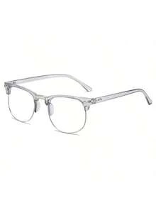 1pc Square Half Frame Personalized Fashion Glasses Casual Shades Accessories - Multicolor - View 10
