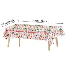 4pcs/1pc Plastic Rectangular Tablecloth 54x108 Inches, Disposable Table Cover, Holiday Christmas Decor, Picnic Dining Table Cloth, Christmas Pattern Print Tablecloth, Kitchen Decor, Holiday Party - Red - View 2