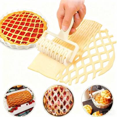 Plaid Roller Cutter, Manual Baking Tool, Suitable For Pie, Cookie Dough, Pizza Roll, Pasta Cutting, Pastry Grid, Rolling Cutter, Perfect For Apple Pie Crust