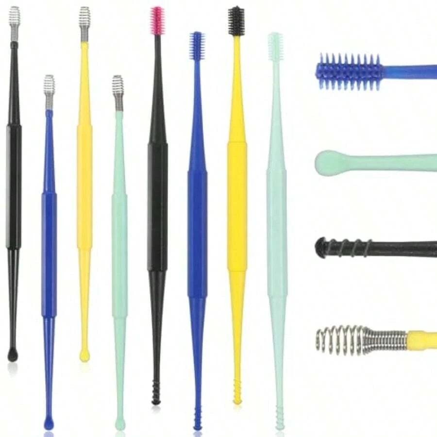 TYUI 8 Pcs Earwax CleanersSilicone Ear Wax Removal Tool Spiral Ear Cleaning Kit Reusable Soft Silicone Ears Cleaner  Ears Scratcher Scoop Tool Earwax Removal Tools For Olders Adult - như hình ảnh - Xem 1