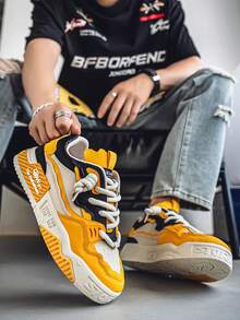 Men's All-Season Fashionable, Comfortable, Slip-Resistant, Lightweight Low-Cut Sneakers - 黃色 - 查看 7