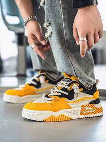 Men's All-Season Fashionable, Comfortable, Slip-Resistant, Lightweight Low-Cut Sneakers - 黃色 - 查看 9