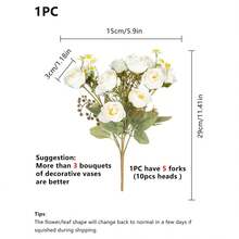 1/80pcs Artificial Rose & Daisy Flower Bouquet - Perfect For Weddings, Engagements, Birthdays And Home Decor - Versatile Fake Floral Arrangement Suitable For Living Room, Bedroom, Garden And Outdoor Spaces - White - View 2