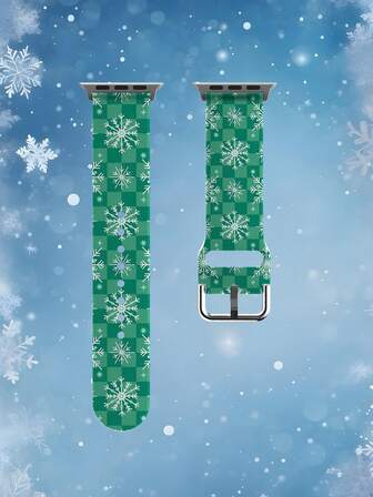 1 pieza Brazalete de reloj de silicona de colores de moda y casual, compatible con relojes inteligentes , Garmin, Honor de 38mm, 40mm, 41mm, 45mm, 44mm, 42mm, 49mm, con diseño de copo de nieve navideño, suave, elástico, transpirable y cómodo, compatible con Apple Watch Ultra Series SE/10/9/8/7/6/5/4/3/2/1