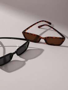 قطعتان من النظارات البلاستيكية ذات الإطار الهندسي للنساء، بطراز شارع أنيق وجمالي، مناسبة للتنزه والشاطئ والتخييم وتصوير الشوارع - متعدد الألوان - مشاهدة 4