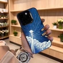 Cubierta de teléfono con diseño de estrellas y nubes azul oscuro con personaje mágico brillante para iPhone ideal para amantes de la fantasía y estilo único Aplicable a los teléfonos de la serie Apple y Galaxy - Negro - Ver 4
