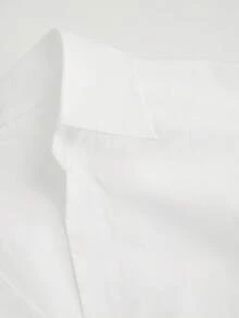 Women's Collared Roll-Up Sleeve Fitted Blouse - White - View 4