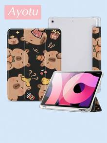 Ayotu 1个叶子和水豚图案平板电脑保护套/Kindle电子书保护套，兼容iPad 10代、iPad 10.2/Mini 6/Mini 7/9.7、Galaxy Tab A9 Plus、Kindle（11代-2024年）、Kindle Paperwhite 12代（2024年），可爱动物图案，精美礼品 - 黑色 - 查看 4