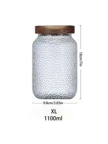 1pc Rosewood Lid Hammered Texture Tea Canister, High Borosilicate Glass Airtight Jar, Coffee Bean Storage Container, Transparent Organizer Bottle - Multicolor - View 9