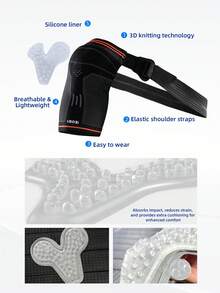 VBOSI 1 Pc Adjustable Shoulder Support Brace With Removable Silicone Pad - Compression Sleeve For Left Or Right Shoulder, Unisex Shoulder & Arm Support - màu đen - Xem 4