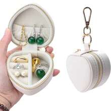 BOOVO 1 Stück Herzförmige Ring Box Schlüsselanhänger, Mini Reise Schmuckbox zum Aufbewahren von Eheringen, tragbarer Reißverschluss Ohrring und Halskette Organizer, Geschenk für Frauen, Weihnachtsgeschenk - Verschiedenfarbig - Übersicht 14