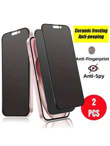 2pcs 9H Ceramic Matte Anti-Spy Screen Protector Film Compatible With IPhone 16 Pro Max/15/14/13/12/XR/X/XS, Durable Matte Anti-Spy Screen Protector, Ultra-Thin Non-Glass Material, Soft Film, Suitable For Anti-Spy Screen Protection - Black - View 11