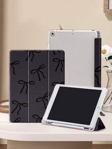 黑色蝴蝶結保護殼，相容 iPad Air 4/5 10.9 吋、7/8/9 代 10.2 吋，內建筆槽，相容 Tab S6 10.4 吋、Tab A7 Lite 8.7 吋，返校季、情人節、新年禮物 - 黑色 - 查看 3
