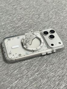 浪漫冬日简约设计手机壳，兼容 17 Pro Max、16、15、14、13，带磁吸支架，星空/雪花/镀金图案，提供全面保护。