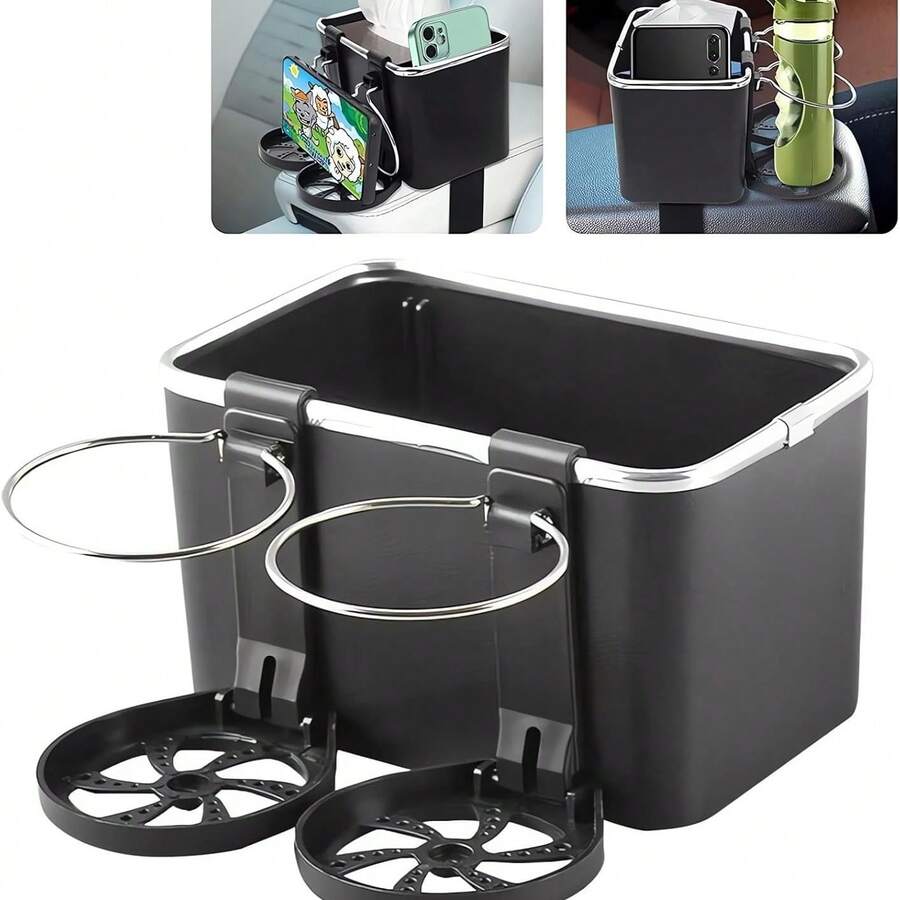Car Seat Organizer Console Organizer Box Adjustable Cup Holder Car Storage Box Sleek Design
