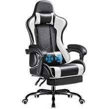 Gaming Chair Video Game Chair With Footrest And Massage Lumbar Support Swivel Seat Height Adjustable Computer Chair With Headrest Racing E-Sport Gamer Chair - White - View 1
