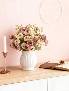 Buquê de rosas e margaridas artificiais (1/80 peças) - Perfeito para casamentos, noivados, aniversários e decoração de casa - Arranjo floral artificial versátil para sala de estar, quarto, jardim e espaços externos. - Rosa - Ver 7