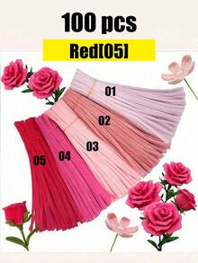 100pcs Fluffy Cleaning Sticks, Soft Fuzzy Craft Sticks Suitable For DIY Flower Bouquets, Floral Arrangements, Children's School Art Projects, Party Decorations, Graduation, Weddings, Birthday Gifts, Mother's Day, Christmas And Other Holiday DIY Crafts - Red Series - View 14