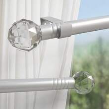1pc Gold-Color Curtain Rod, Crystal Head Single Rod, Multiple Sizes Available, Suitable For Various Windows, Good Load-Bearing, Easy Installation, Durable, High-Quality Metal Material, Adjustable Length - Silver - View 3