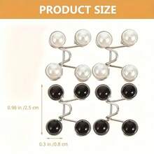 1pc/2pcs/4pcs Seamless Waist Belt Cincher Buckle, Adjustable Jeans And Pants Waist Buckle, Detachable Faux Pearl And Black Metal Snap Clip, No-Sew Jeans Adjuster - Multicolor - View 12