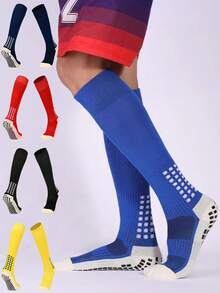1双男童及膝足球袜，女童毛巾底防滑运动袜，适合10-18岁青少年，可用于足球训练、跑步、户外活动 - 彩色 - 查看 2
