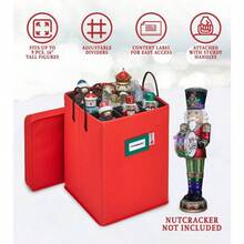 Caja de almacenamiento coleccionable para cascanueces y cifras de Navidad, almacena cascanueces de hasta 9 a 16 pulgadas de alto, adornos y ms, organizador de decoracin navidea con divisores - Rojo - Ver 4