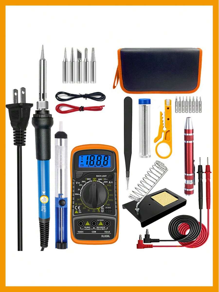 Kit de Soldador Eléctrico Con Herramientas Puntas Multímetro y Estuche