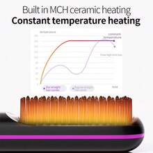 Hailicare 2000mAh USB充电式无线直发梳，防烫设计，便携式旅行直发梳，带LED显示屏，3档温度设置，快速加热迷你电动美发梳（女士适用） - 黑色 - 查看 9