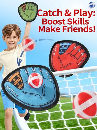 Guantes de béisbol para niños de 3 a 12 años, disponibles en 3 colores (rojo vibrante/azul fresco/verde natural), diseño antideslizante de cuero suave profesional, esencial para juegos al aire libre/de jardín de infantes, regalo de Navidad para niños y niñas (se incluyen 2 pelotas adhesivas)