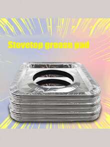 10/20片装加厚一次性铝箔燃气灶防油溅罩，方形耐高温燃气灶防水防油罩，厨房灶台清洁垫，燃气灶防油垫，锡纸环燃气灶铝箔 - 銀色 - 查看 3