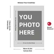 Kit di pittura a diamante personalizzata su misura per adulti, fai da te 5D, arte con punti a forma rotonda/quadrata, con foto, testo e disegno personalizzato, in varie dimensioni (20x25cm), decorazione personalizzata per la casa (Punti rotondi, 30x40cm), kit per adulti, decorazione con pittura a diamanti 5D