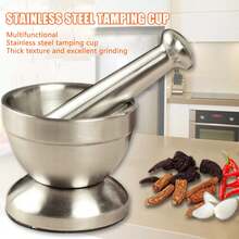 Stainless Steel Mortar And Pestle With Brush,Pill Crusher,Spice Grinder,Herb Bowl,Pesto Powder - Silver - View 3