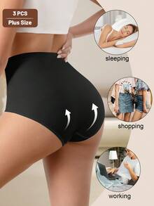 3pcs/Set Plus Size Women's Triangle Panties With Crisscross Mesh Paneling - Nhiều màu - Xem 2