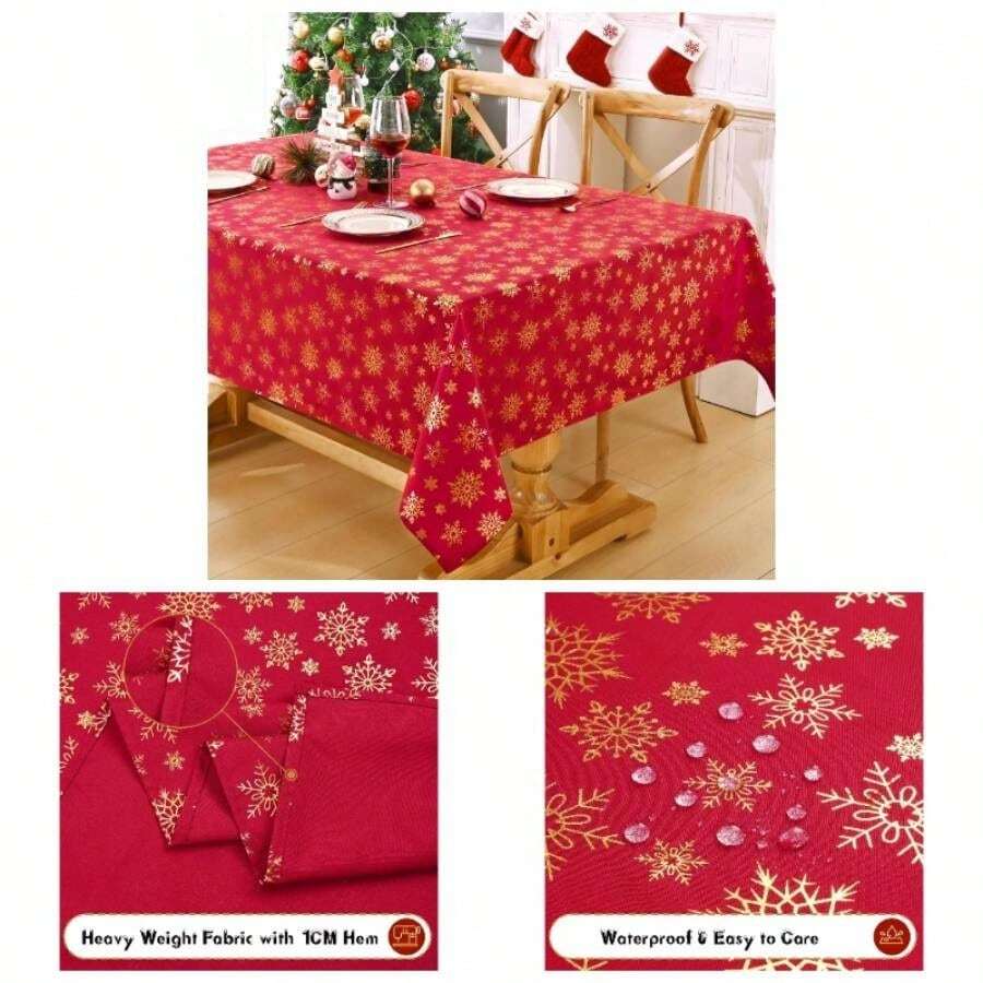 Kitchen Tablecloth - Red - Gold + 304.8 X 152.4 cm (Rectangular) - View 1
