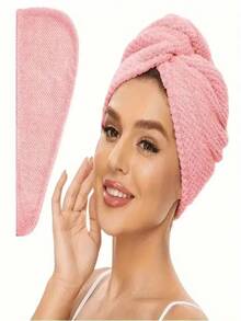 1pc Ultra-Soft Microfiber Hair Towel, 300Gsm Gentle Drying Cap, Minimalist Solid Color Bath Towel, Super Absorbent Quick-Dry Hair Wrap, Anti-Frizz Shower Cap, Bathroom Accessories (Upgraded Style, Random Old/New Version Sent, Texture May Vary)
