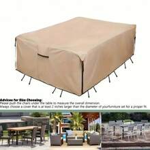 600D Heavy Duty Outdoor Patio Table Cover - With Adjustable Drawstring Closure, Durable Material, All-Season Use, Suitable For Patio, Balcony, Living Room, Khaki, Patio Furniture Cover | Patio Table Cover, Women's Day, Travel Essentials, Wedding Favors, Y2k, Bedroom, Car Accessories Women, Kitchen Decor, Kitchen Decor, Household Items - Khaki - View 2