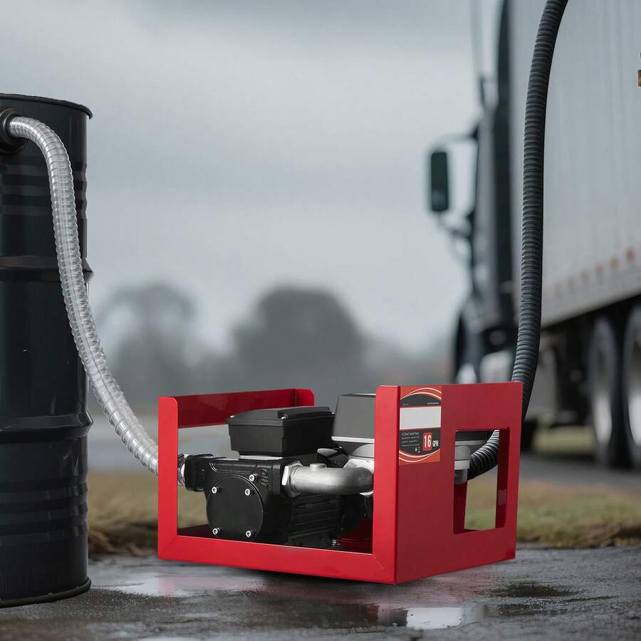 Fuel Transfer Pump 110V, 16 GPM 60 L/Min, AC Electric Oil Transfer Pump For NKerosene Biodiesel, With Meter, Auto Fuel Nozzle & 2 Hoses, 45 Ft/13.7 M Lift, For Vehicles, Construction Sites - 60L/min Flow Meter Set - View 1