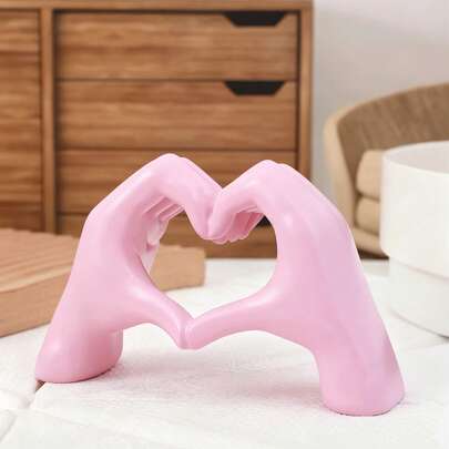 1pc Heart Hand Gesture Decor, Modern Art Sculpture Finger Statue, Personalized Finger Home Decor, Creative Wedding Tabletop Decoration, Valentine's Day & New Year Gift