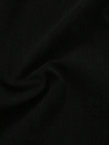 魅力优雅时尚通勤商务休闲纯色拉链口袋纽扣女裤，OL通勤装 - 黑色 - 查看 8