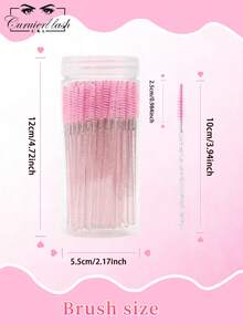 50 فرشاة رموش قابلة للتخلص منها باللون الوردي مع حاوية، عصي ماسكارا للسفر ومستلزمات مكياج الرموش، S لتمديد الرموش، فرش الحواجب البلورية، فرشاة الحواجب، فرشاة ظلال العيون، فرشاة - وردي - مشاهدة 6