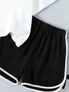 Toddler Girls' Bow Print Short Sleeve Top And Shorts Set - White - View 6